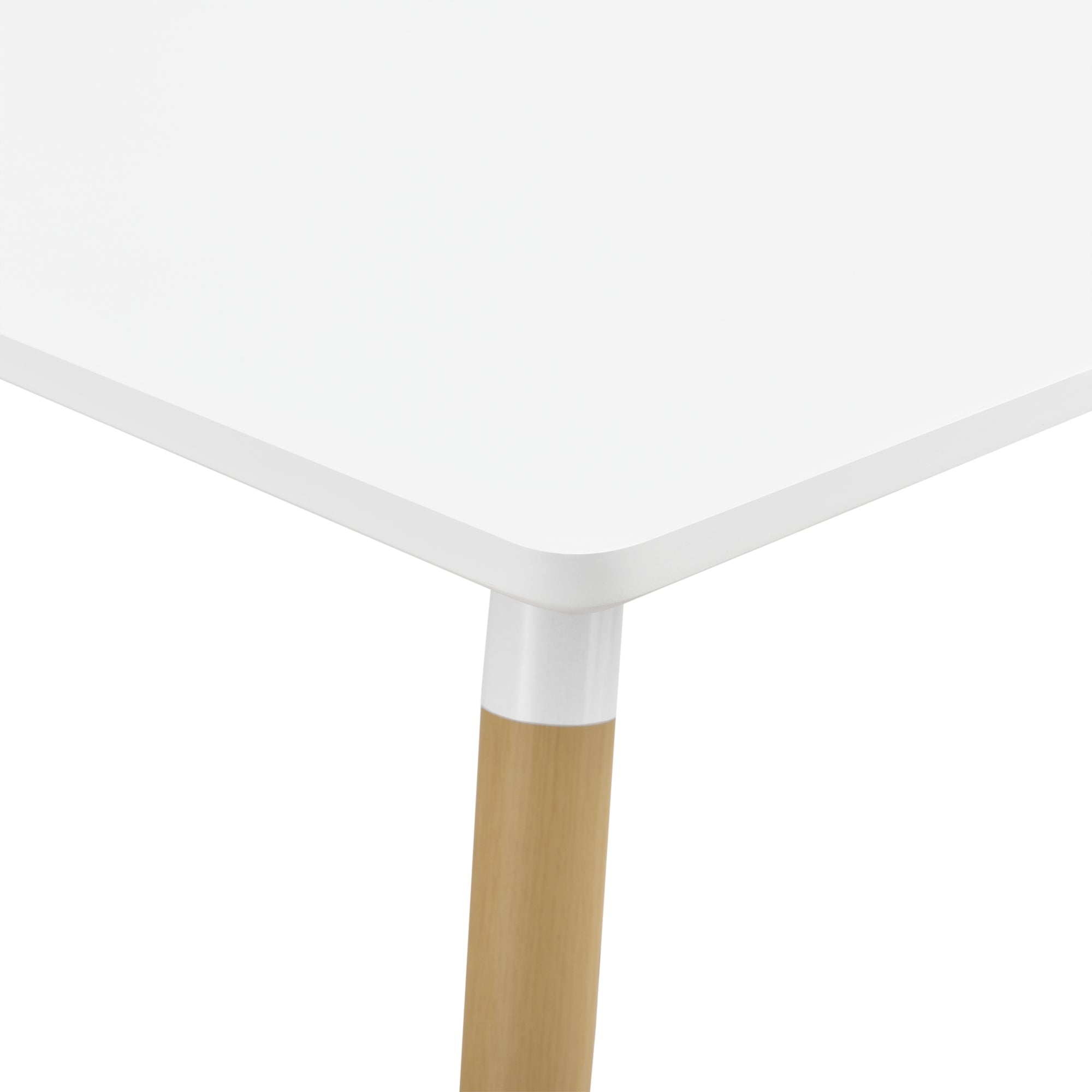 Tavolo da Pranzo Hessen con Piano Quadrato Bianco 80x80 cm Gambe in Acciaio in Effetto Legno [en.casa]