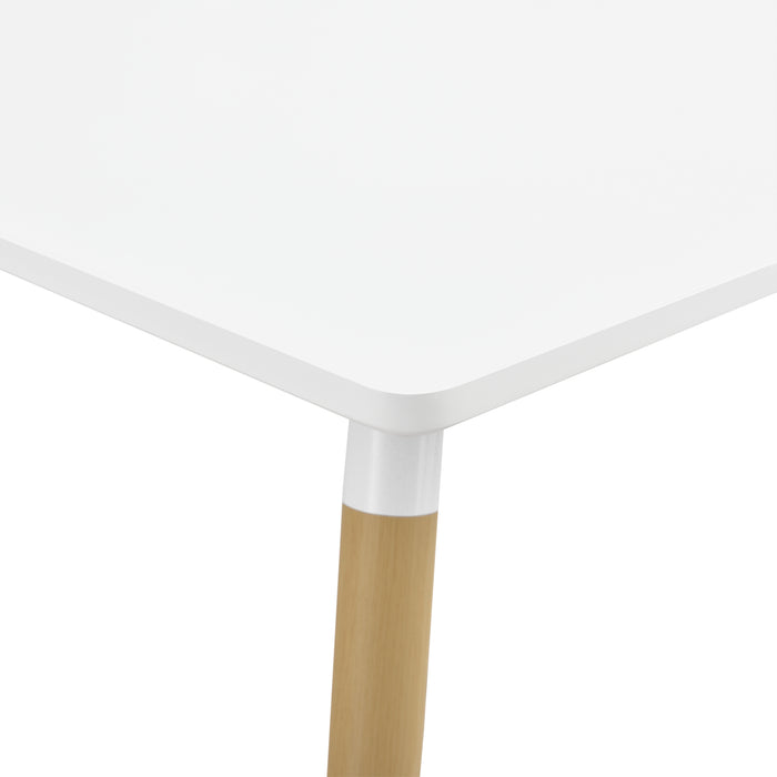 Tavolo da Pranzo Hessen con Piano Quadrato Bianco 80x80 cm Gambe in Acciaio in Effetto Legno [en.casa]