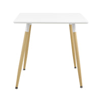 Tavolo da Pranzo Hessen con Piano Quadrato Bianco 80x80 cm Gambe in Acciaio in Effetto Legno [en.casa]