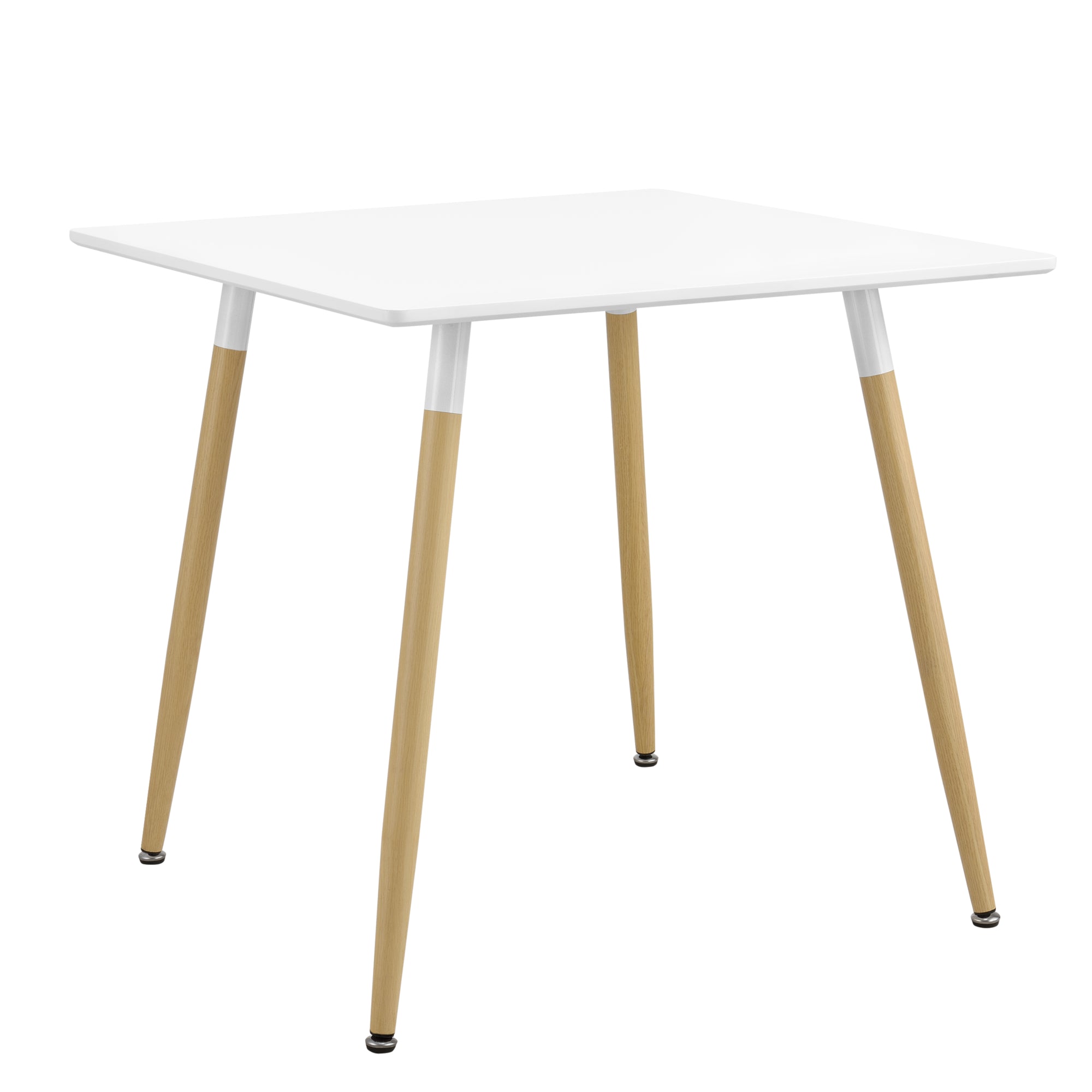 Tavolo da Pranzo Hessen con Piano Quadrato Bianco 80x80 cm Gambe in Acciaio in Effetto Legno [en.casa]
