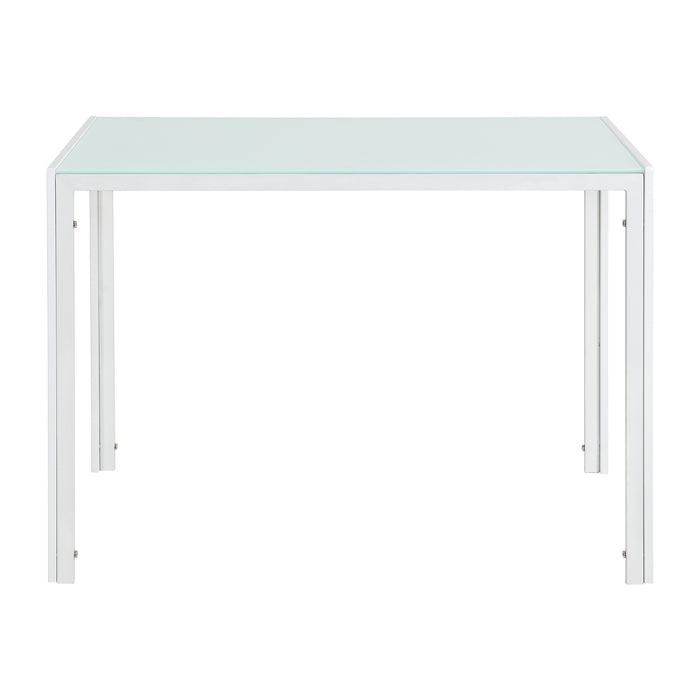 [en.casa] Arredo Sala da Pranzo  Set Tavolo Metallo Vetro 105 x 60 x 75 cm con 4 Sedie in Plastica 83 x 54 x 48 cm