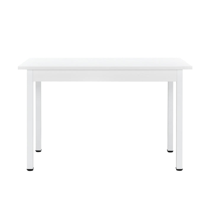 Tavolo da pranzo da cucina 120 cm con 4 sedie MDF acciaio bianco e grigio 03_0004248