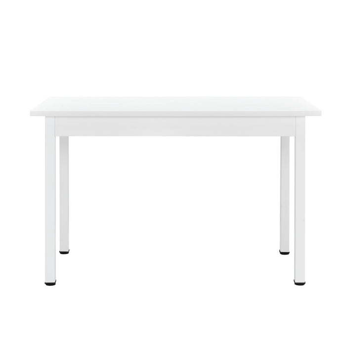 [en.casa] Arredo Sala da Pranzo Tavolo 120 x 60 x 75 cm con 4 Sedie 83 x 54 x 48 cm MDF Acciaio Plastica Bianco