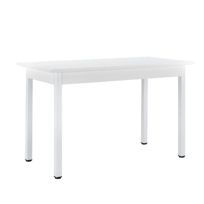 [en.casa] Arredo Sala da Pranzo Tavolo 120 x 60 x 75 cm con 4 Sedie 83 x 54 x 48 cm MDF Acciaio Plastica Bianco / Nero