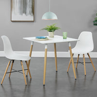 Tavolo da Pranzo Hessen con Piano Quadrato Bianco 80x80 cm Gambe in Acciaio in Effetto Legno [en.casa]