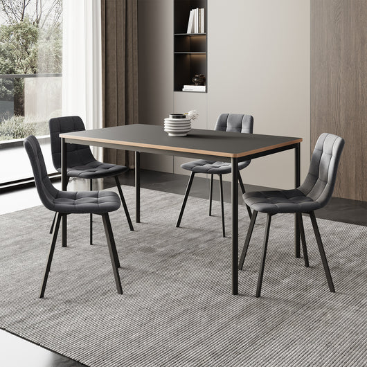 Set da Pranzo Lindesberg Tavolo Rettangolare e 4 Sedie Imbottite - Grigio Scuro [en.casa]