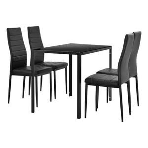 Set Tavolo da Pranzo con 4 Sedie Imbottite Schienale Alto Similpelle - Nero [en.casa]