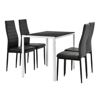 Set Tavolo da Pranzo Bianco-Nero con 4 Sedie Imbottite Schienale Alto Similpelle Nero [en.casa]