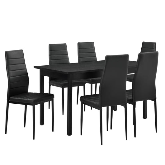 Tavolo da pranzo nero 140 cm x 60 cm x 75 cm + sedie nere 96 cm x 43 cm 03_0004093
