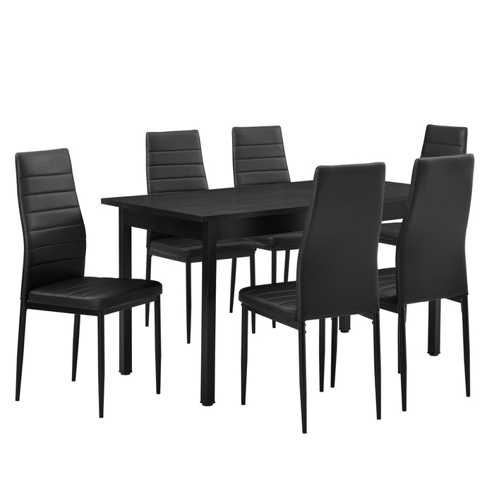 Tavolo da pranzo nero 140 cm x 60 cm x 75 cm + sedie nere 96 cm x 43 cm 03_0004093