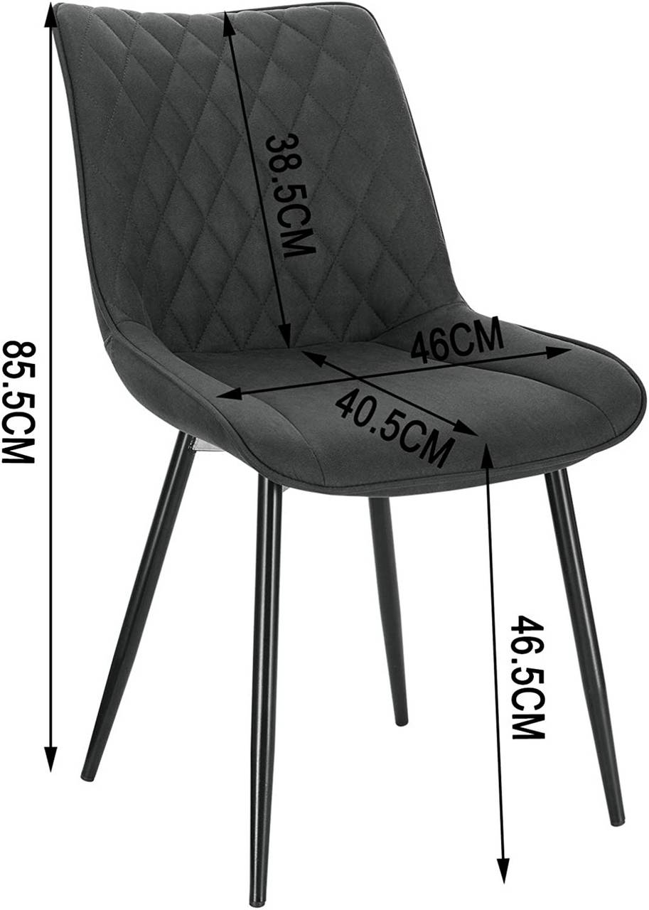 Set di 2 sedie per sala da pranzo sedie da cucina seduta in tessuto piedino in metallo antracite 19_0000187