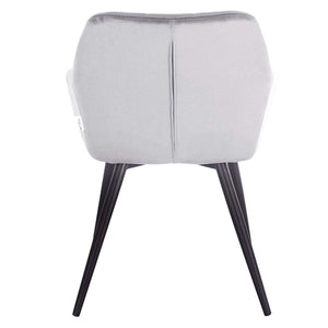 Sedia da pranzo in velluto con gambe in metallo a quadretti grigi 19_0000377