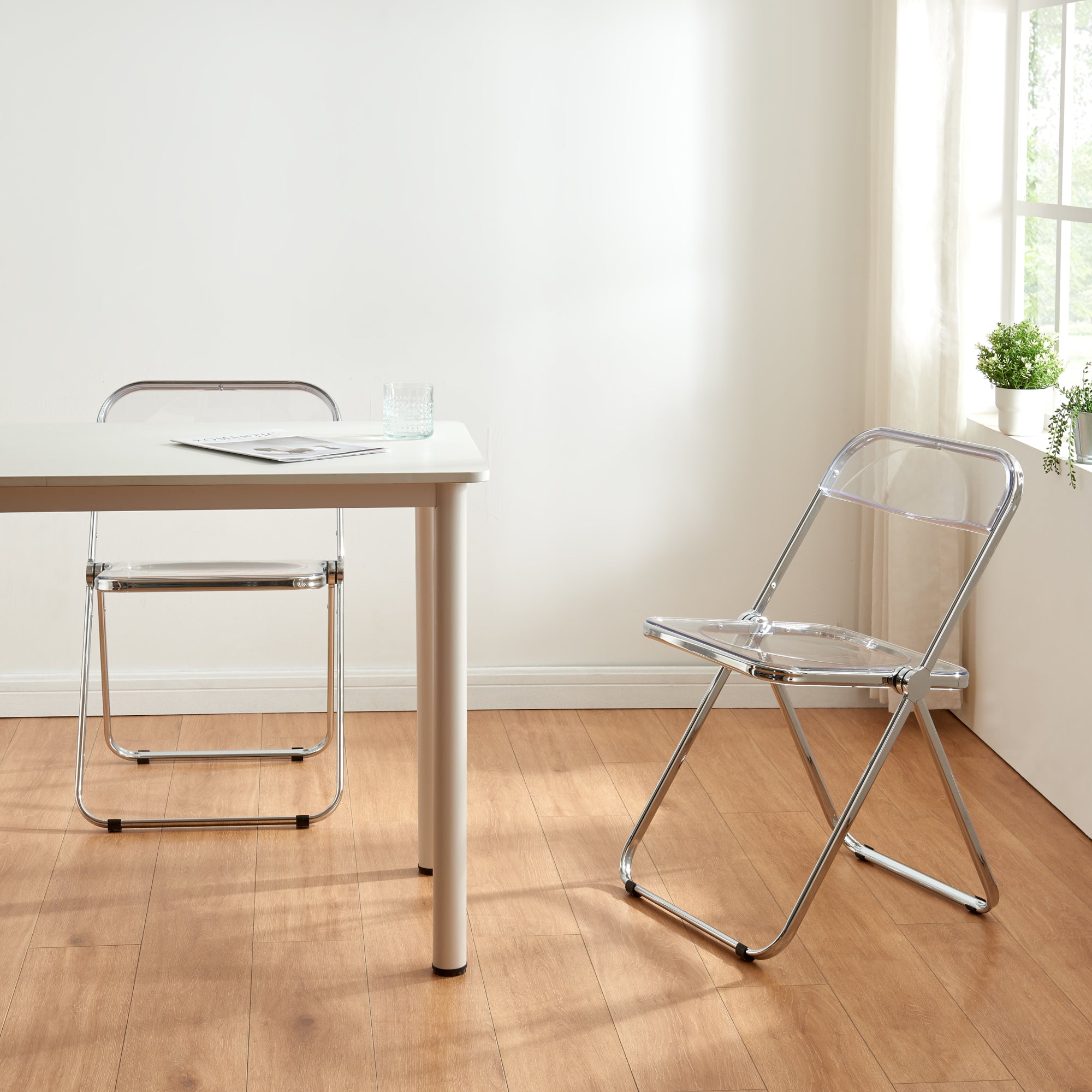 Set Pornainen di 6 Sedie Pieghevoli Traslucido - Trasparente [en.casa]