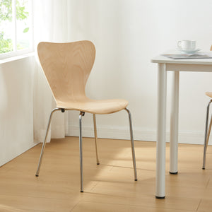 Set di 4 Sedie da Sala Essunga Impilabili - Legno Naturale / Cromato [en.casa]