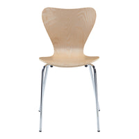 Set di 4 Sedie da Sala Essunga Impilabili - Legno Naturale / Cromato [en.casa]