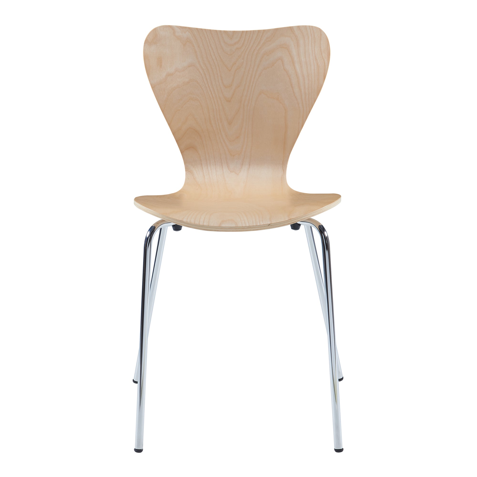 Set di 4 Sedie da Sala Essunga Impilabili - Legno Naturale / Cromato [en.casa]