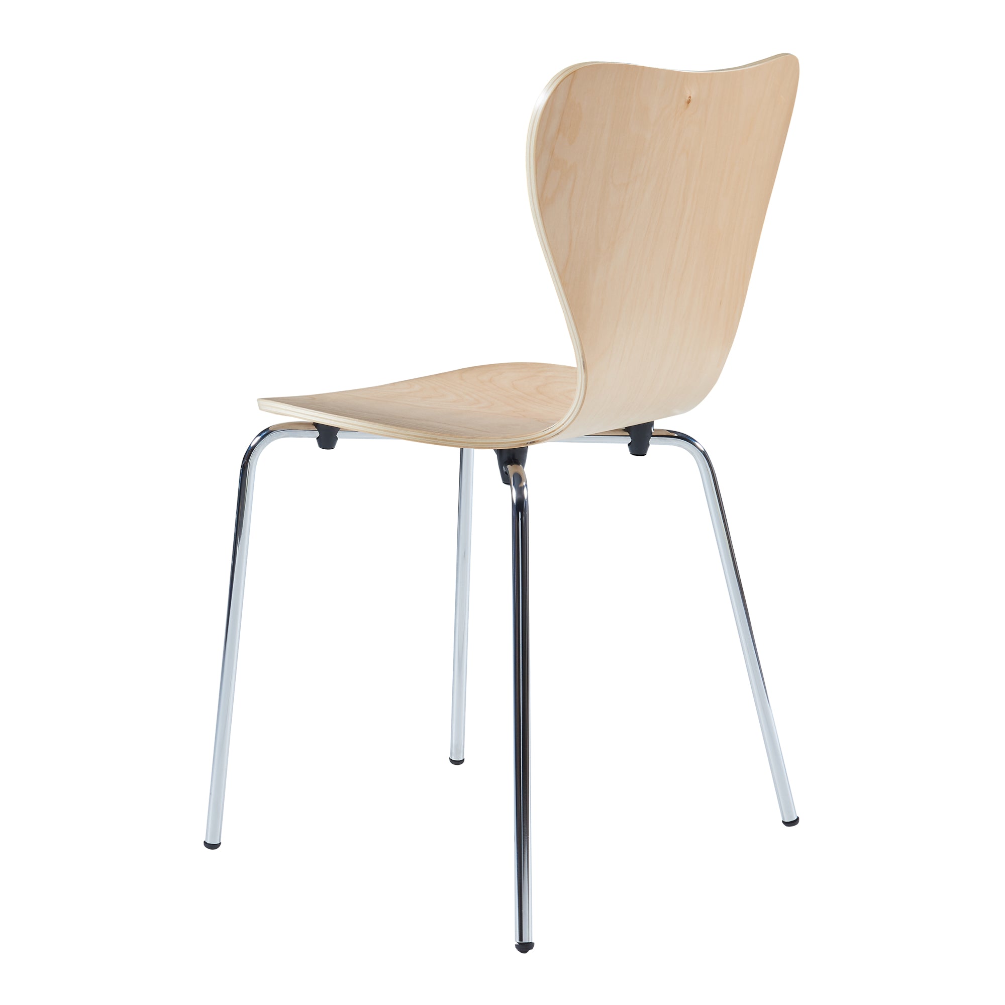 Set di 4 Sedie da Sala Essunga Impilabili - Legno Naturale / Cromato [en.casa]