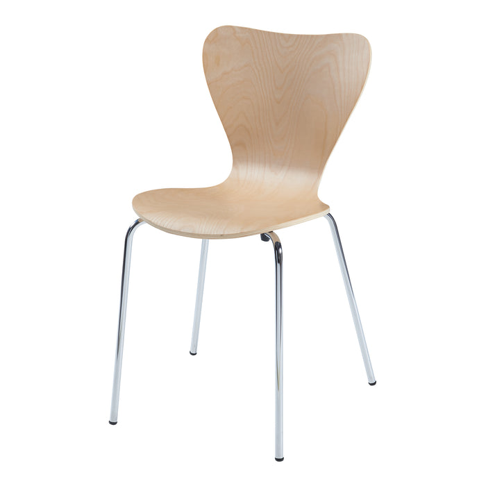 Set di 4 Sedie da Sala Essunga Impilabili - Legno Naturale / Cromato [en.casa]