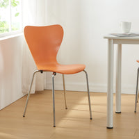 Set di 4 Sedie da Sala Essunga Impilabili - Arancione / Cromato [en.casa]