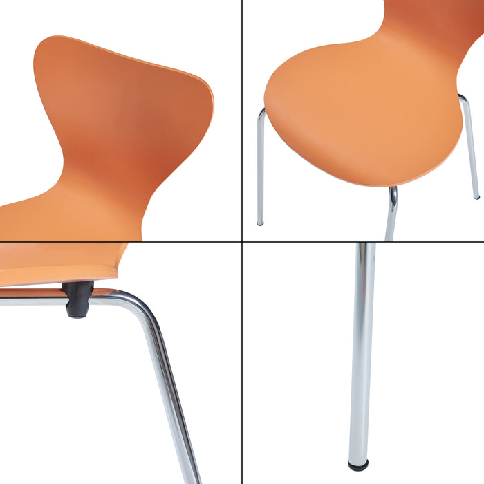 Set di 4 Sedie da Sala Essunga Impilabili - Arancione / Cromato [en.casa]