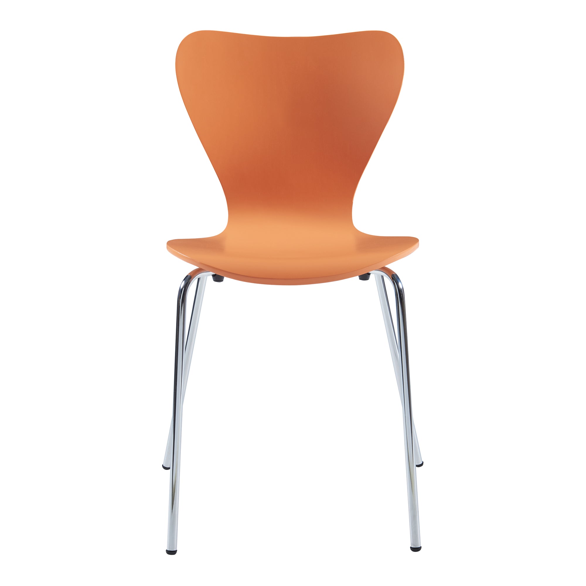 Set di 4 Sedie da Sala Essunga Impilabili - Arancione / Cromato [en.casa]