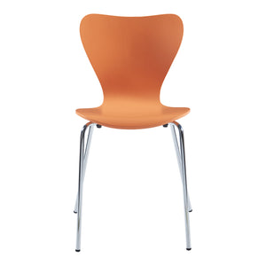 Set di 4 Sedie da Sala Essunga Impilabili - Arancione / Cromato [en.casa]