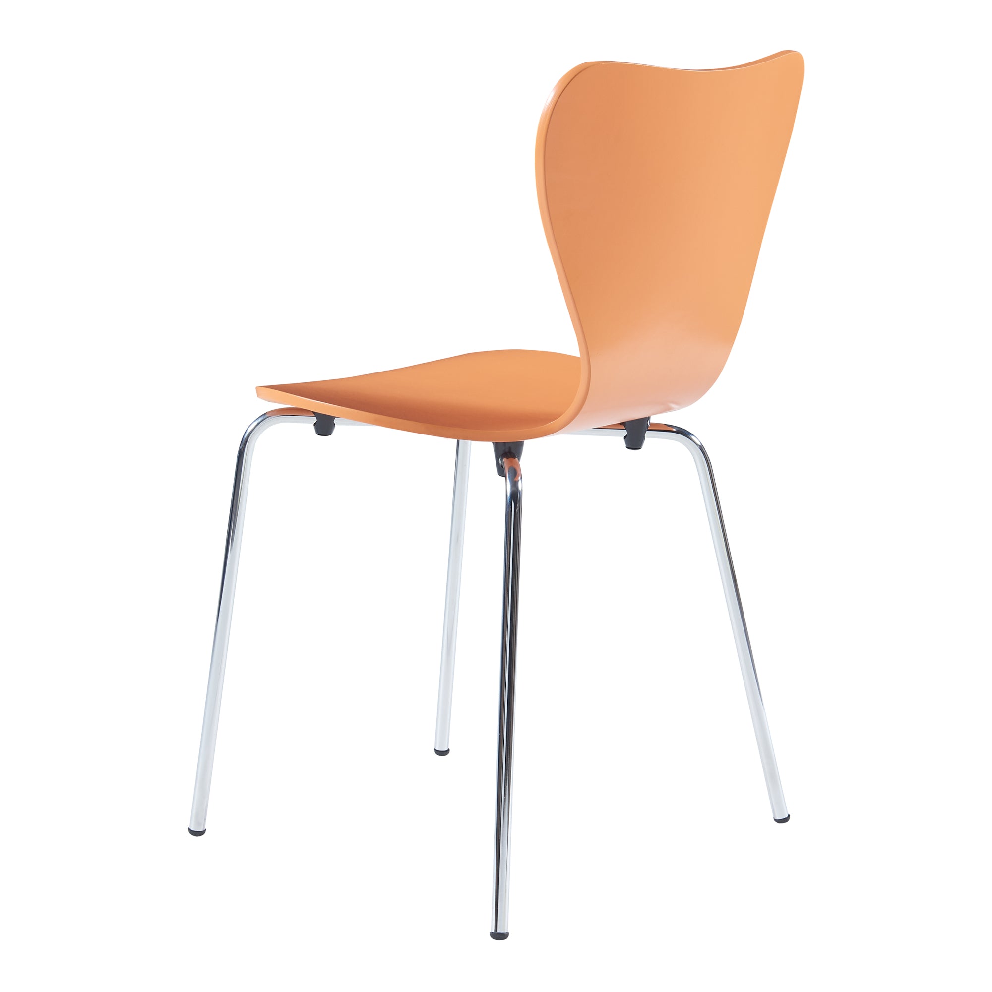 Set di 4 Sedie da Sala Essunga Impilabili - Arancione / Cromato [en.casa]