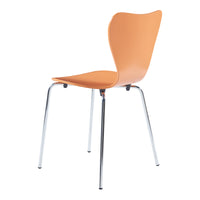 Set di 4 Sedie da Sala Essunga Impilabili - Arancione / Cromato [en.casa]