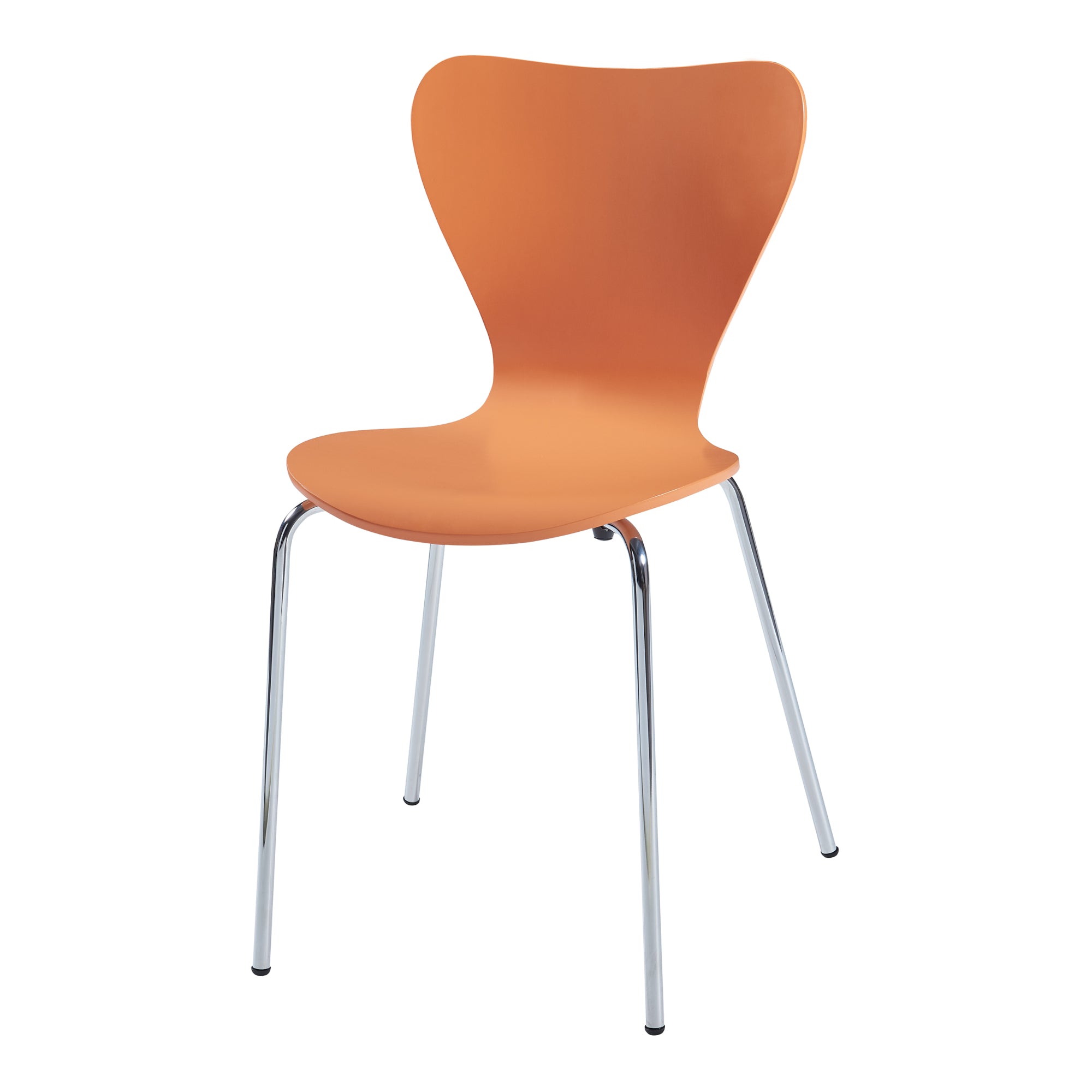 Set di 4 Sedie da Sala Essunga Impilabili - Arancione / Cromato [en.casa]