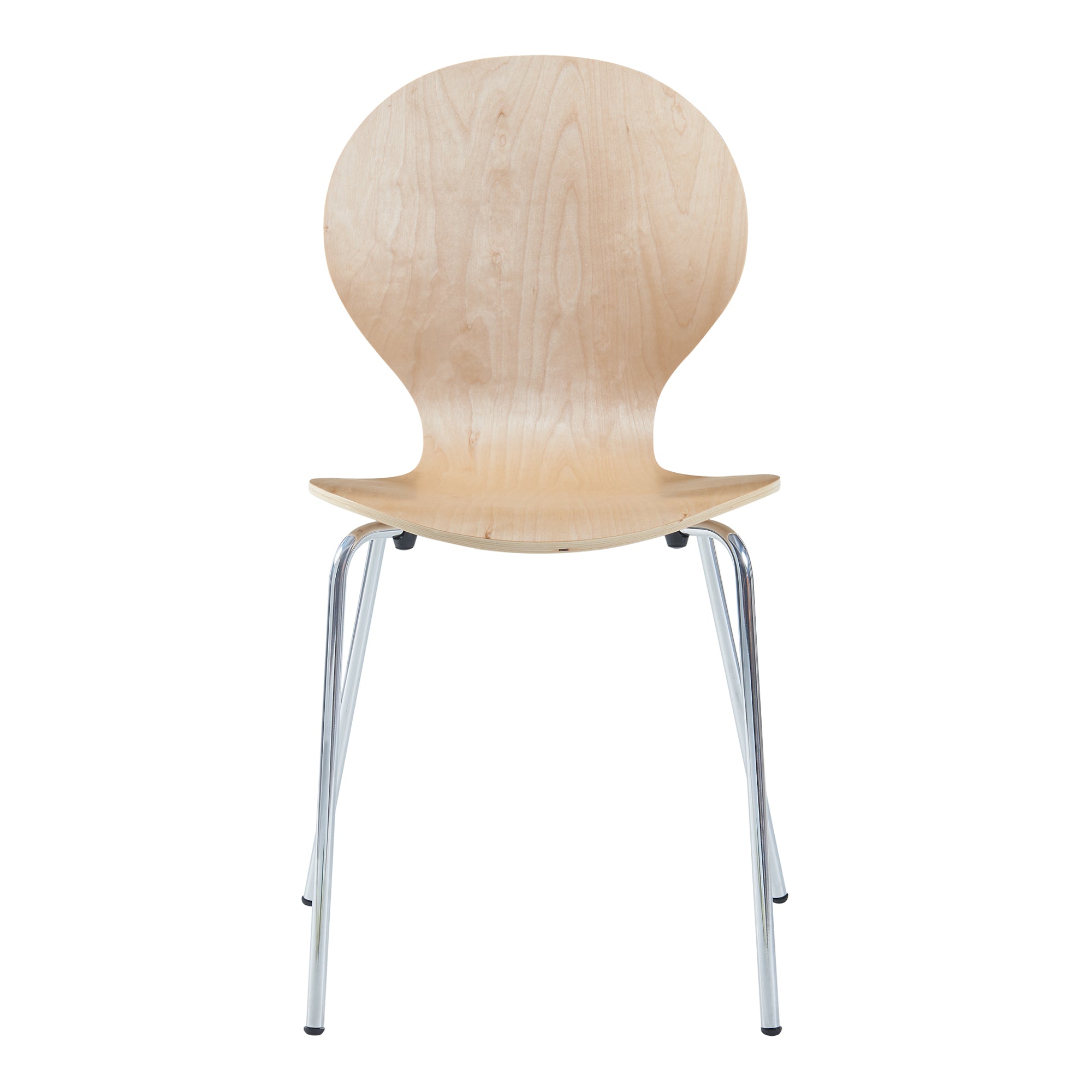 Set di 4 Sedie da Sala ETNE Impilabili - Legno Naturale / Cromato [en.casa]