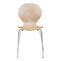 Set di 4 Sedie da Sala ETNE Impilabili - Legno Naturale / Cromato [en.casa]