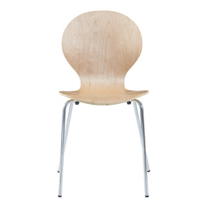 Set di 4 Sedie da Sala ETNE Impilabili - Legno Naturale / Cromato [en.casa]