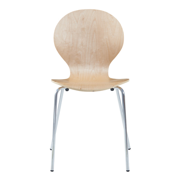 Set di 4 Sedie da Sala ETNE Impilabili - Legno Naturale / Cromato [en.casa]