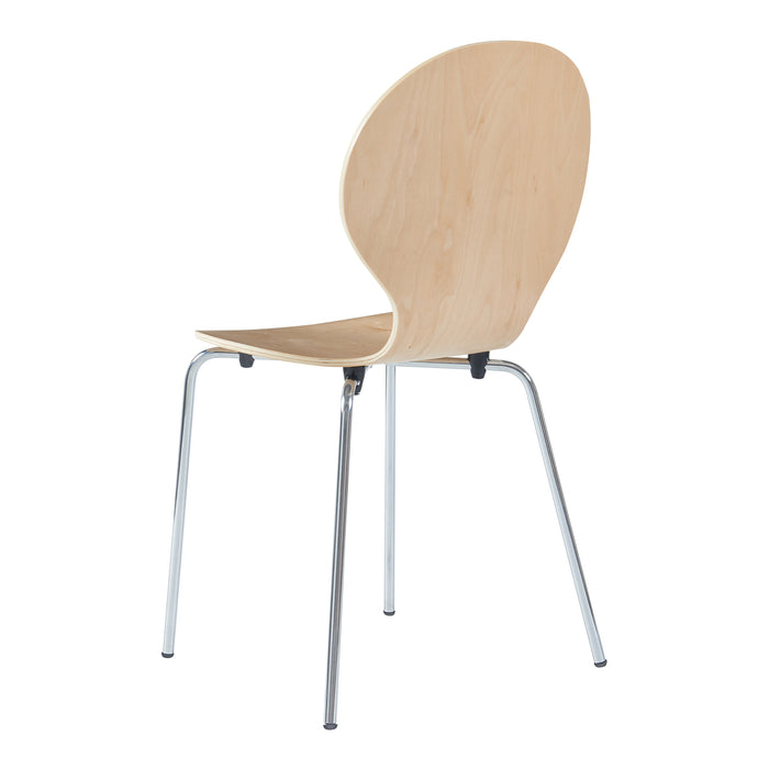 Set di 4 Sedie da Sala ETNE Impilabili - Legno Naturale / Cromato [en.casa]