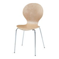 Set di 4 Sedie da Sala ETNE Impilabili - Legno Naturale / Cromato [en.casa]