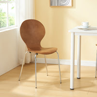 Set di 4 Sedie da Sala ETNE Impilabili - color Noce / Cromato [en.casa]