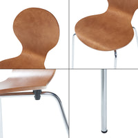 Set di 4 Sedie da Sala ETNE Impilabili - color Noce / Cromato [en.casa]