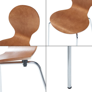 Set di 4 Sedie da Sala ETNE Impilabili - color Noce / Cromato [en.casa]