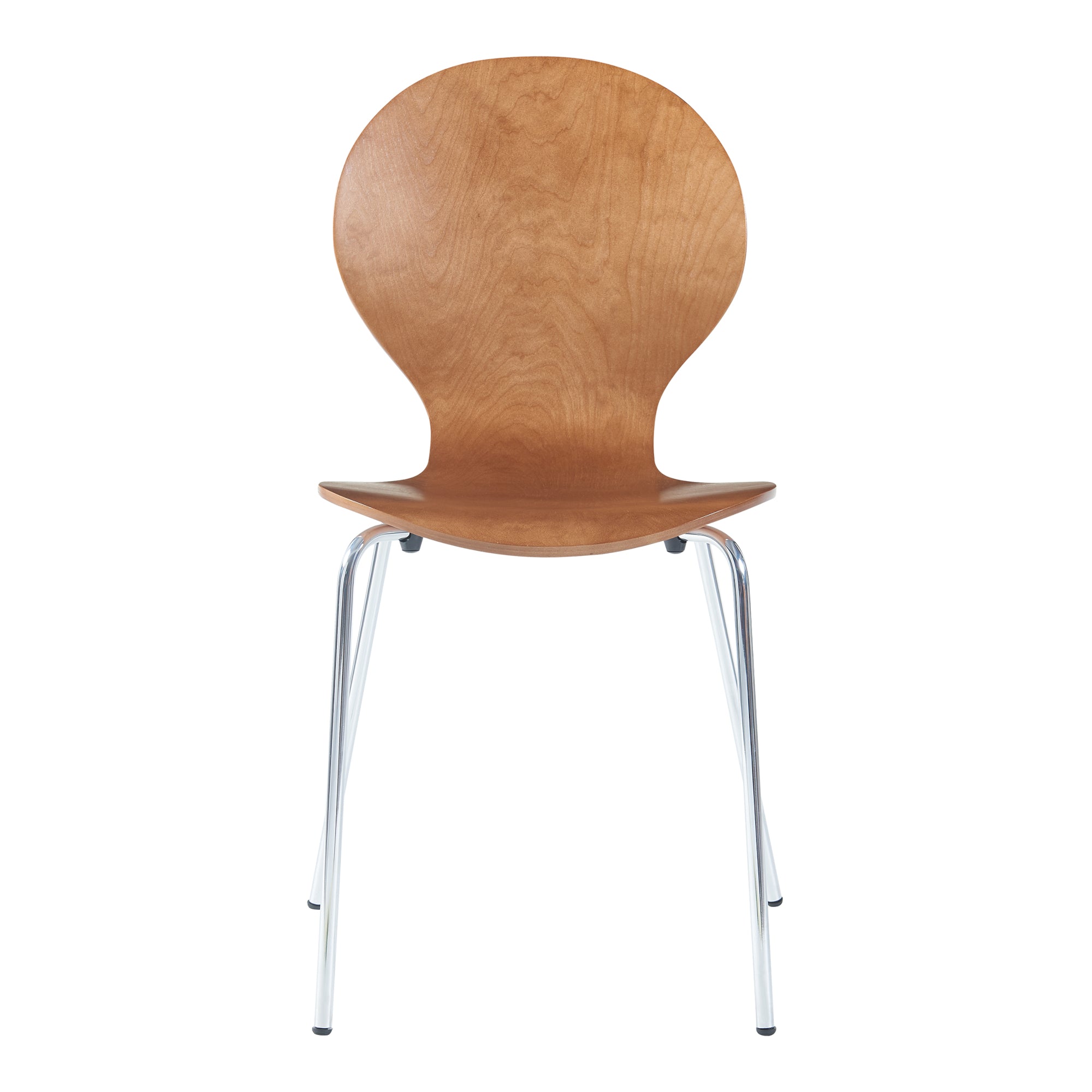 Set di 4 Sedie da Sala ETNE Impilabili - color Noce / Cromato [en.casa]