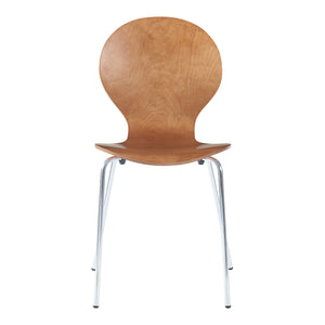 Set di 4 Sedie da Sala ETNE Impilabili - color Noce / Cromato [en.casa]