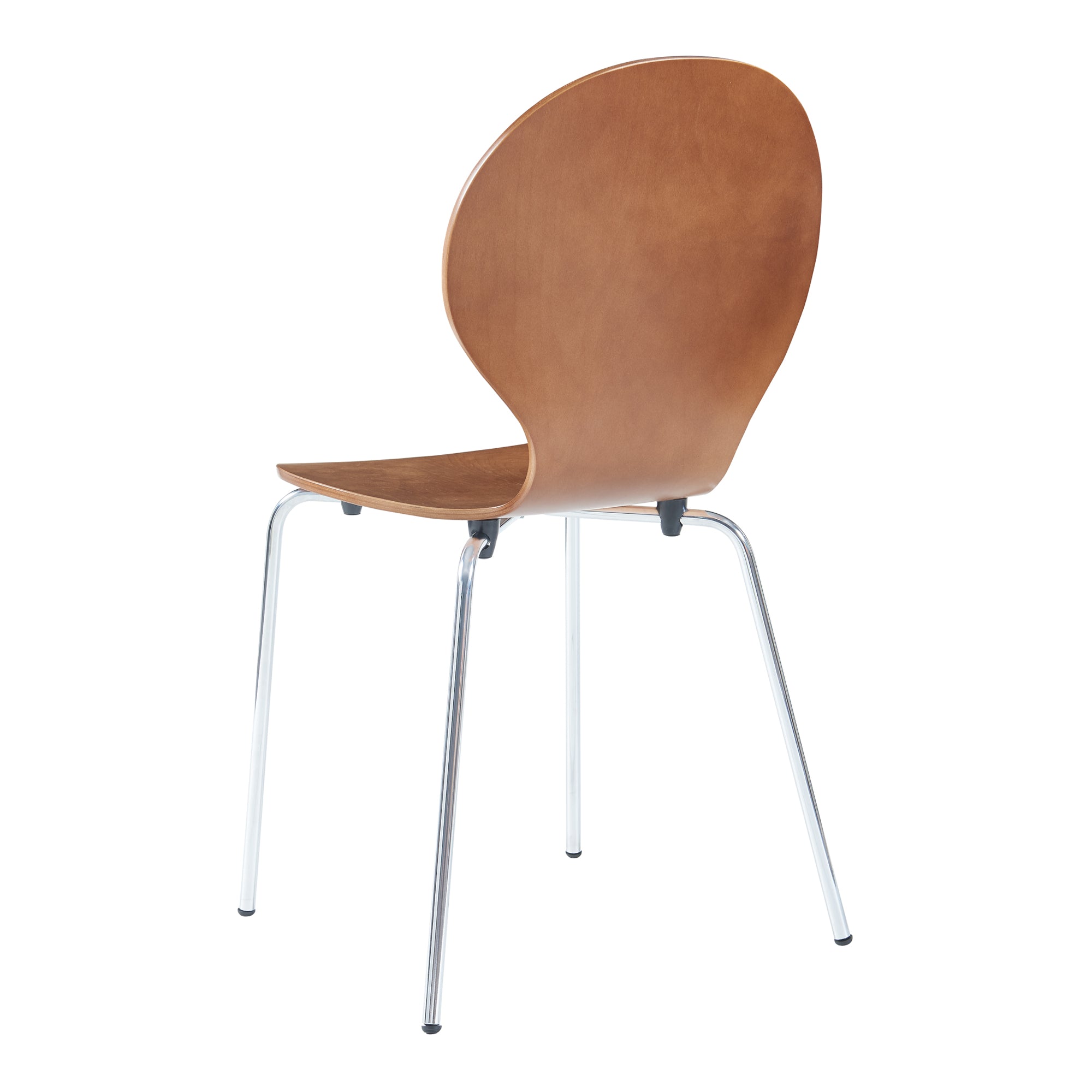Set di 4 Sedie da Sala ETNE Impilabili - color Noce / Cromato [en.casa]