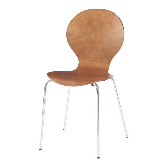 Set di 4 Sedie da Sala ETNE Impilabili - color Noce / Cromato [en.casa]