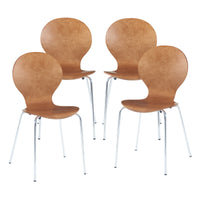 Set di 4 Sedie da Sala ETNE Impilabili - color Noce / Cromato [en.casa]