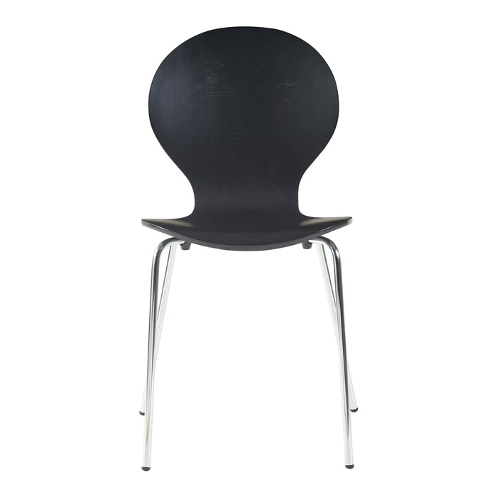 Set di 4 Sedie da Sala ETNE Impilabili - Nero / Cromato [en.casa]