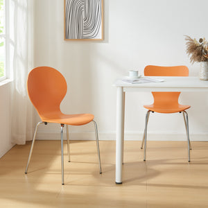 Set di 4 Sedie da Sala ETNE Impilabili - Arancione / Cromato [en.casa]