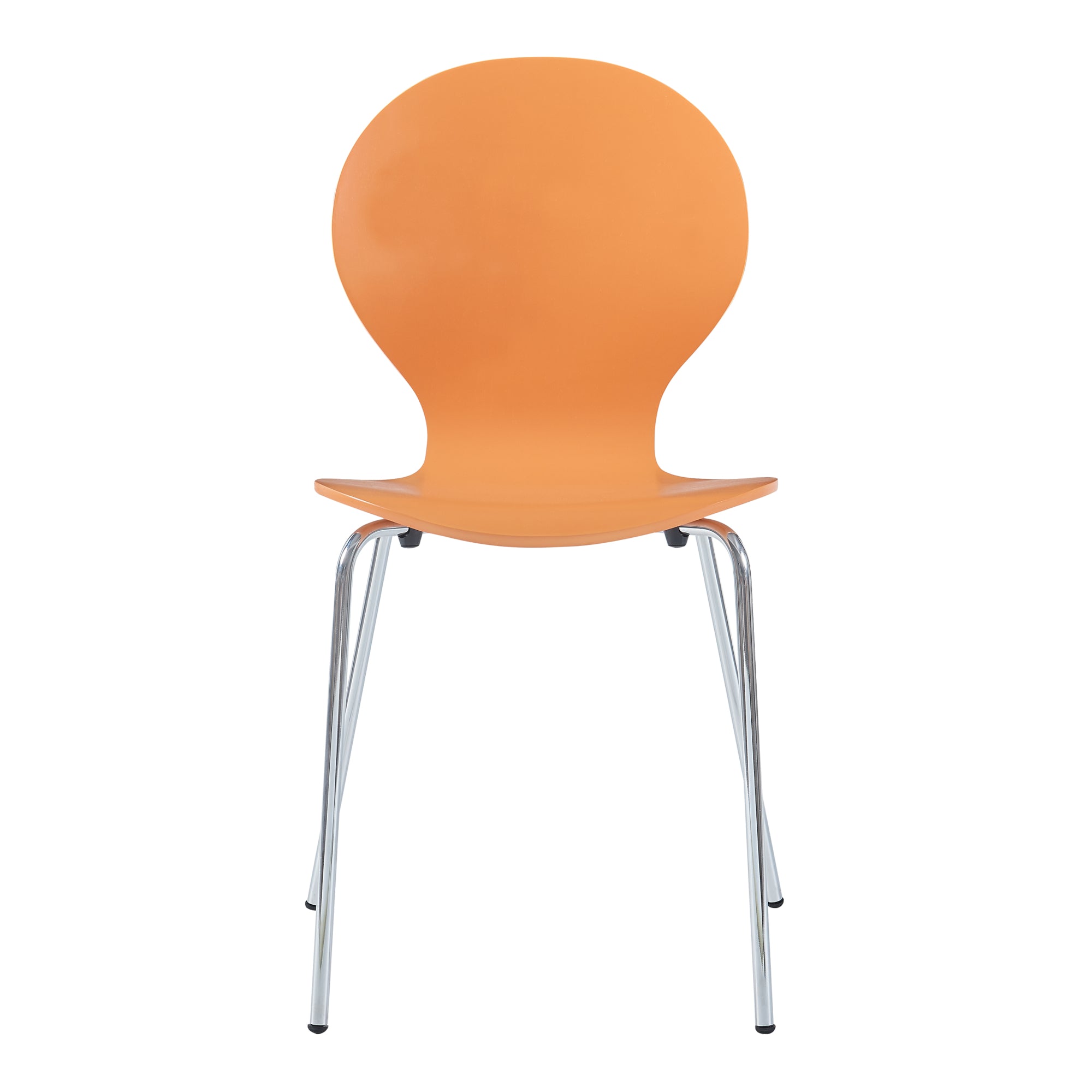 Set di 4 Sedie da Sala ETNE Impilabili - Arancione / Cromato [en.casa]