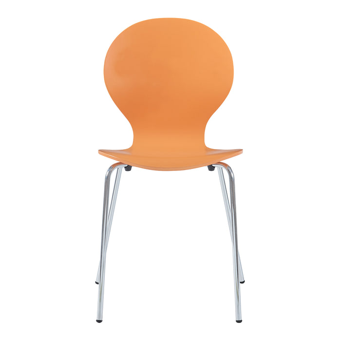 Set di 4 Sedie da Sala ETNE Impilabili - Arancione / Cromato [en.casa]