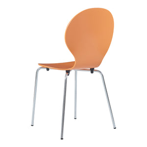 Set di 4 Sedie da Sala ETNE Impilabili - Arancione / Cromato [en.casa]