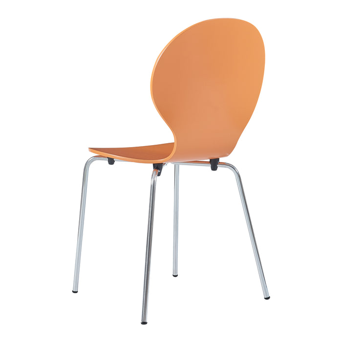 Set di 4 Sedie da Sala ETNE Impilabili - Arancione / Cromato [en.casa]