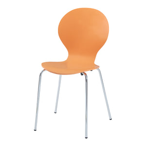 Set di 4 Sedie da Sala ETNE Impilabili - Arancione / Cromato [en.casa]